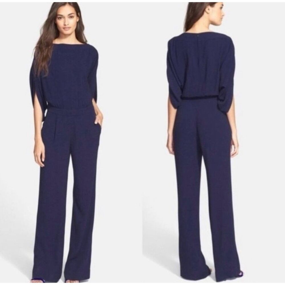 NWT - DIANE VON FURSTENBERG Lucy Blouson Jumpsuit Bright Ink, Sz 14